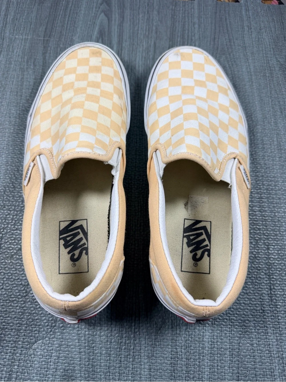 Slip-On Checkerboard Canvas Shoes in Cream